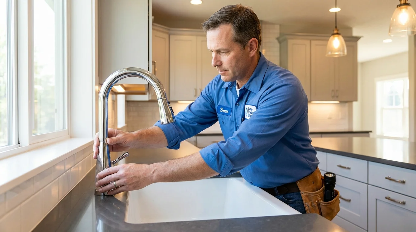 Kitchen faucet installation by Johns Plumbing LLC in Albion